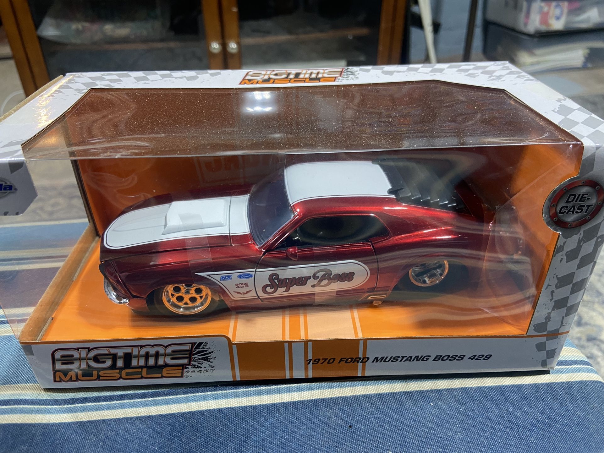 1970 Ford Mustang Boss 429 Candy Red with White Stripes "Super Boss" "Bigtime Muscle" Series 1/24 Diecast