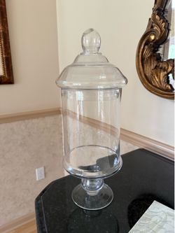 Glass Apothecary jar with lid-16 inches tall and 6 inches wide