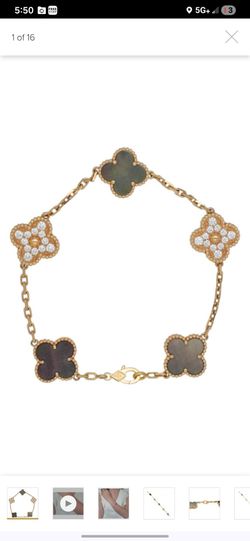 Van Cleef & Arpels black MOP and Diamond Alhambra bracelet