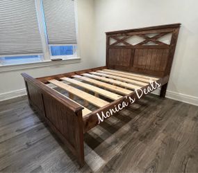 Queen Solid Wood Bed Frame $400