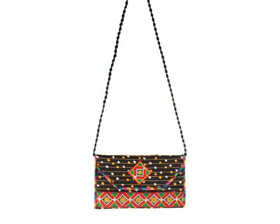 Gently Used Banjara Indian Embroidered Purse/Bag – Boho Chic, Colorful with Mirrors & Interior Pocket