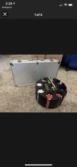 Poker Chip Set (Colored Chips) and Rotating Carrying Tray with Aluminum Case