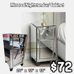 NEW Mirrored Nightstand End Table: njft 