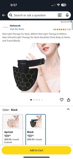 Red Light Therapy for Neck, 660nm Red Light Therapy & 850nm Near Infrared Light Therapy for Neck Decollete Chest Body at Home and Travel (Black)