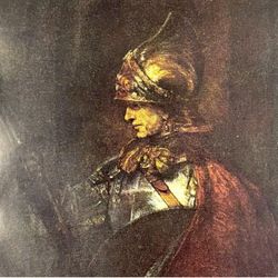 REMBRANDT Man in Armor Original Vintage USA Fine Art Print 1930’s Dutch School Printed Antique Collectible Golden Age Ephemera