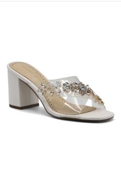 Adrienne Vittadini White & Clear Gold Block Heels