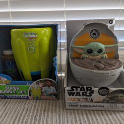 NEW Two Bubble Machines with solution (Baby Yoda/ Grogu Toy)($20 for both)