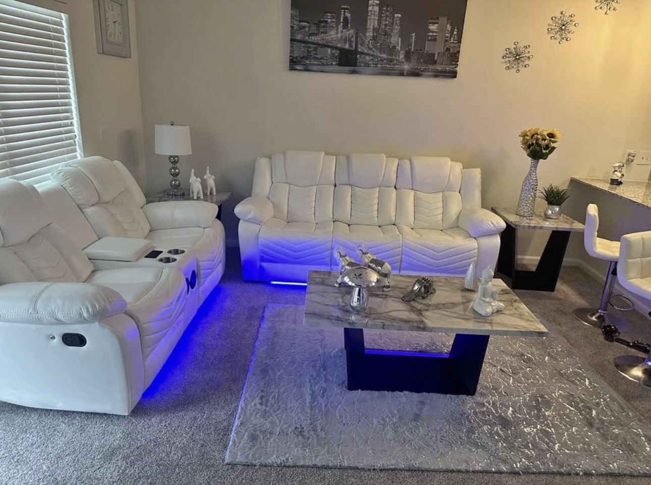 WHITE π€π€π€π€ LED sofa & loveseat π€π€π€π€