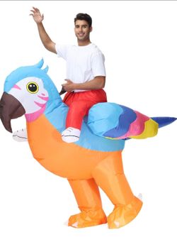 Inflatable Parrot Costume Fan Included Batteries NI One Piece Multi Color