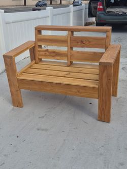 solid wooden bench