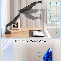  MOUNT PRO Single Monitor Arm for Max 43 Inch Computer Screen up to 33lbs, Heavy Duty Ultrawide Monitor Stand, Premium Fully Adjustable Gas Spring