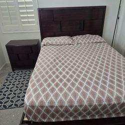 Queen Bed With Large Storage + Matching Nightstand