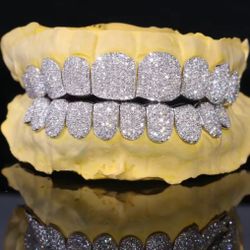 🔥 10 Top 10 Bottom Silver VVS Lab Diamond Grillz 🔥 (Custom Fit)