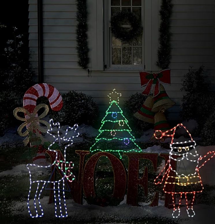 3-Pack Outdoor Christmas Lighted Decorations Set: Deer, Santa & Tree
