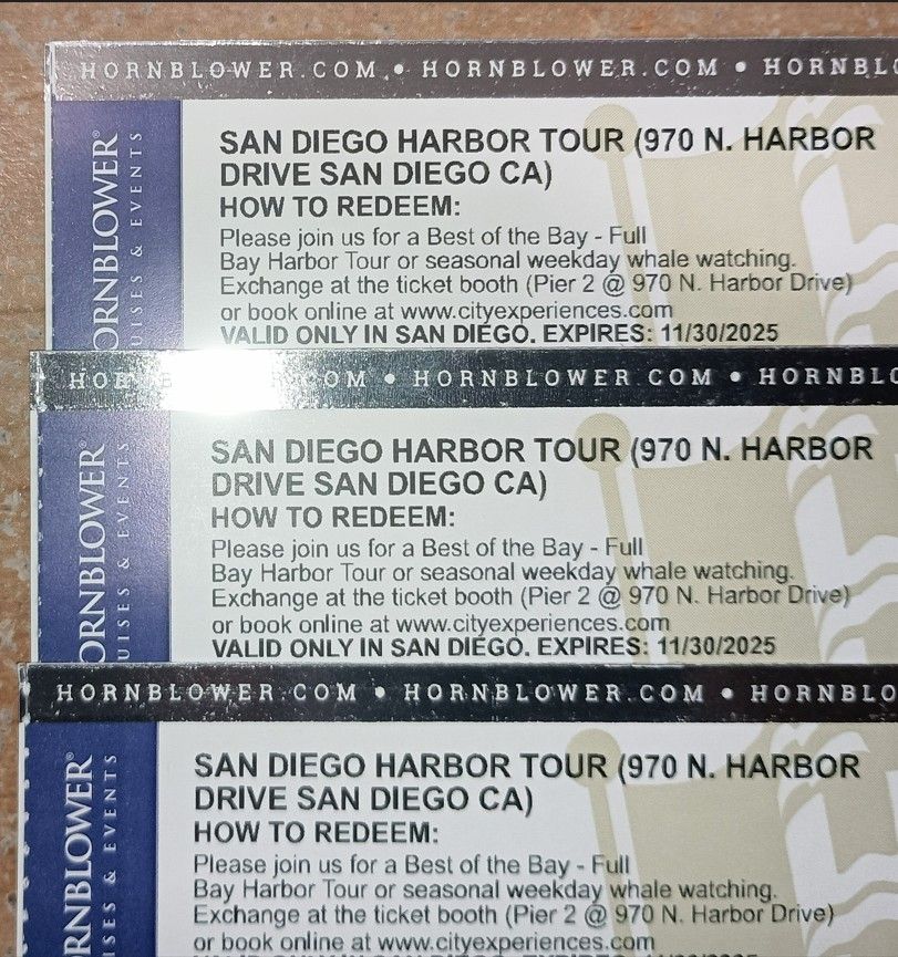 3 San Diego (CA) Harbor Cruise Passes for Sale (Whale Watching OR Best of the Bay Harbor Tour)