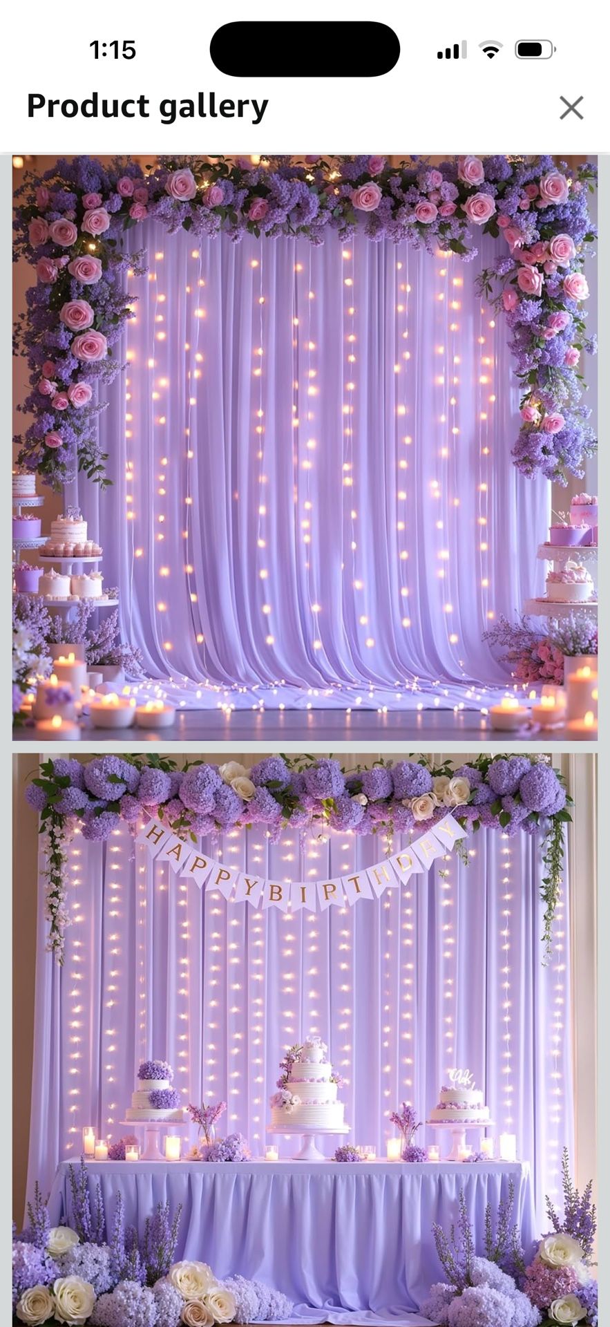 10x10ft Lavender Wrinkle Free Backdrop Curtains with Lights for Wedding Parties, Light Purple Polyester Photo Backdrop Drapes for Baby Shower Bridal S