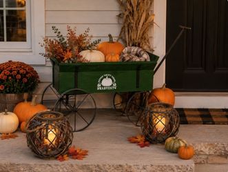 Green Harvest Decorative Wagon Cart