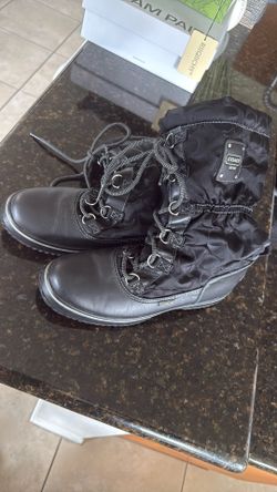Coach SHAINE Black Signature Lined Lace-Up Leather Nylon Boots Size 6B