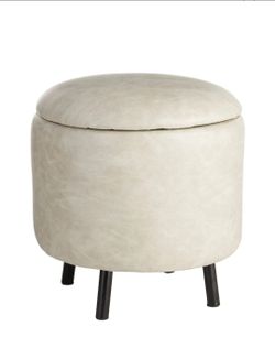 Neutral 10lb faux Leather Storage Ottoman with Lid Large Storage Ottoman Foot Stool