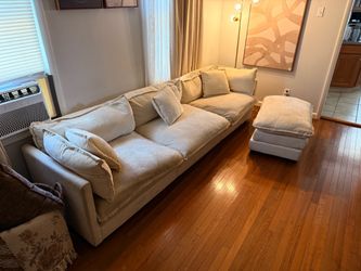 Large Cream Sofa with Ottoman