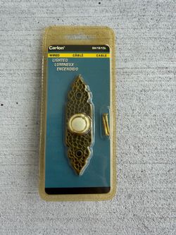 Carlon DH1615L Lighted Wired Doorbell Push Button Antique Brass NOS Sealed