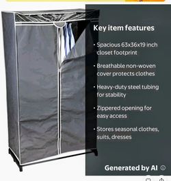Wardrobe closet portable dark gray