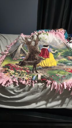 Thomas Kinkade Snow White Fleece Tie Blanket
