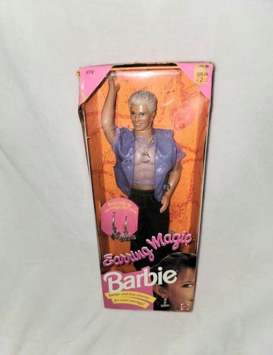 MATTEL BARBIE VINTAGE 1992 MAGIC EARRING KEN DOLL NEW IN DAMAGED BOX