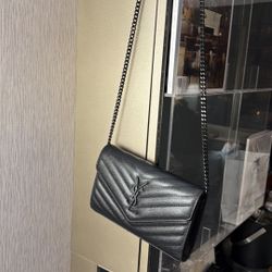 Black Saint Laurent Style Quilted Chain Bag – New
