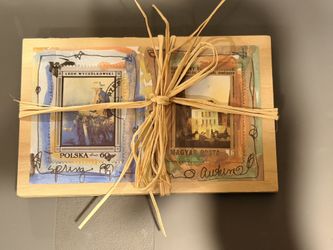 Set of 4 vintage wooden postcard by Nortman & Scott, Ltd - New & Rare Please see pics for details