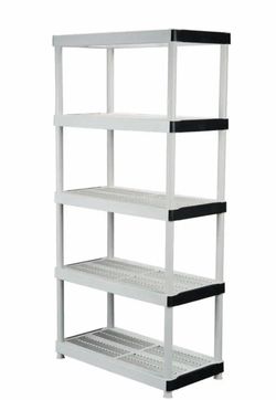 5 SETS HDX 5-TIER PLASTIC SHELVES
