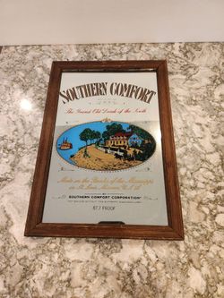 Vintage Beer Mirror Sothern Comfort The Grand Old Drink of the South Wood Frame. Approx 13." x 9.5"