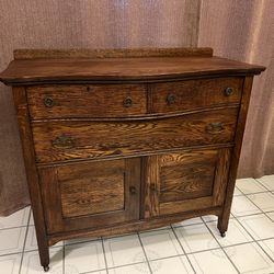 Antique Oak Sideboard Cabinet Dresser