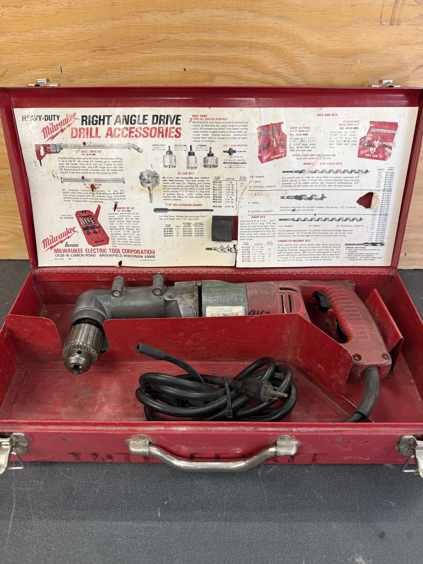 Milwaukee Right-Angle Drill + Metal Case (Heavy-Duty, USA)
