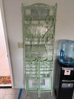 Mint Green Metal Bakers Rack with Shelves
