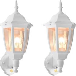 2 White Dusk to Dawn Wall Lights 