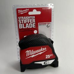 1 Milwaukee 25 Ft. Magnetic Tape Measure 1" Wide, Straighter, Stiffer Blade