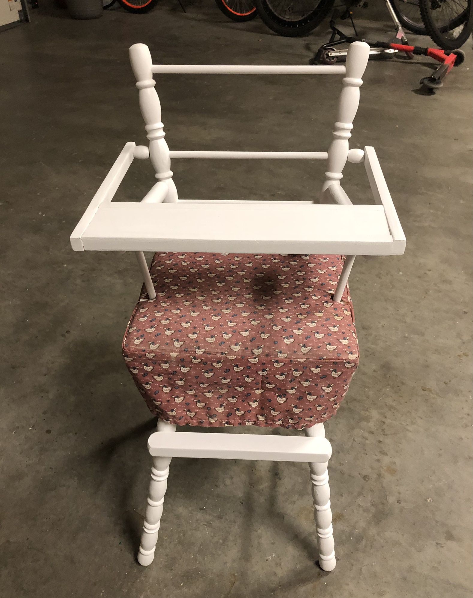 Antique wooden doll high chair