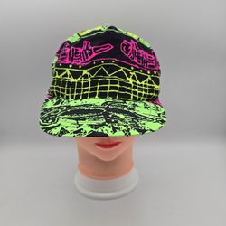 Vintage Unbranded Neon Graphic Print Lightweight Adjus. SnapbackHat. 8