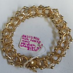 14K Yellow Gold Italy Designer Bracelet 7.5" Length 