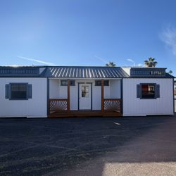 12x40 Center Porch ( Casita, Cabin, Portable Building, Pool House, Clubhouse, Boutique, Office )