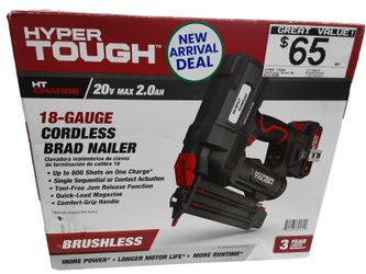 Hyper Tough Cct18bwt8 Black Cordless Brad Nailer