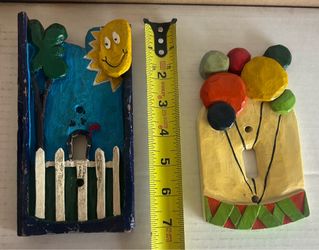 Decorative Hand Painted Wooden Switch Plate Covers + Hand Painted Wooden Cutouts