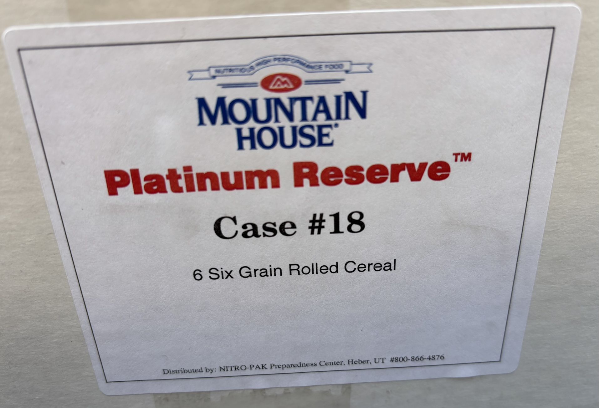 Mountain House Case of  #10 Cans Of Rolled Oats.  Six Cans.