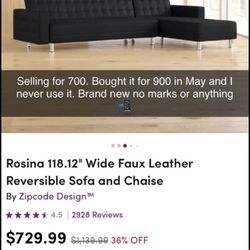 Faux Leather Sofa And Chaise