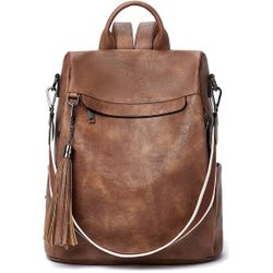 Brown Leather Backpack 