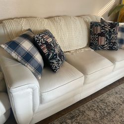 white sleeper sofa couch leather
