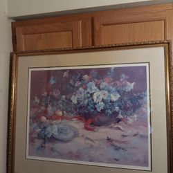 Claire Ruby Signed, Numbered 19/20 Artist Proor 27" Tall 32" Wide Still Life Flowers