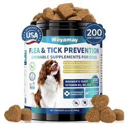 Flea and Tick Prevention for Dogs Chewables, 200 Soft Treats, Natural Dog Flea and Tick Treatment, Oral Flea Chews for Dogs Supplement, Flea and Tick 