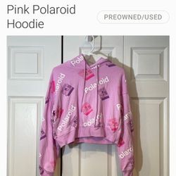 Pink Polaroid crop Top Hoodie